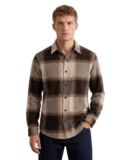 DEELMO Men’s Cotton Blend Printed Checkered Casual Shirt | Full Sleeve Button Down Regular Fit Collared Shirt | Soft & Breathable Everyday Wear for Office (Available in Plus Size) Brown