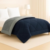 HOMEKART Reversible Microfiber AC Comforter/Blanket for Double Bed | Ultra Soft All-Weather Lightweight Duvet | Solid Teal & Grey | 200 GSM | 90 x 100 Inches