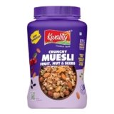 KWALITY Muesli Fruit, Nut & Seeds 900g Jar, 87% Multi Grains, No Maida, Natural Source Of Vitamin & Iron, High In Protein & Fiber, Low Fat & Cholesterol, Healthy Breakfast Cereal