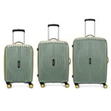 Aristocrat Vortex Plus | Set of 3 Trolley Bag, 55+65+75 Cm, Small+Medium+Large Hardside Luggage | 8 Wheels, Combination Lock | Polycarbonate | 3 Year International Warranty | Thyme Green