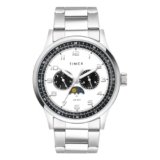 TIMEX Analog Watch for man with White Round Dial & Silver Stainless Steel Bracelet Band Water Resistant Men’s Wrist Watches – TWEG19609