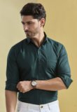 STONEBERG Men Solid Formal Green Shirt