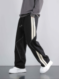 JERKYN Striped Men Black Track Pants