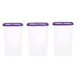SIMPARTE 360° AirTight Kitchen Storage Container Set for Rice|Dal|Atta|Flour|Cereals|Pulses|Snacks, Stackable|BPA Free|Modular Design|Set of 3 (2400 ml), Playful Purple