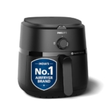 PHILIPS Air Fryer NA120/00, uses up to 90% less fat, 1500W, 4.2 Liter, with Rapid Air Technology (Black), Large