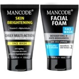 Mancode Face Wash for Men – Clear Skin, Oil Control, Acne Defense, Dark Spot Reduction, Pollution Protection | Detox + Hydrating |2 X 100ML – 200ML Pack of 1 | Men’s Skincare