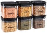 Amazon Brand – Solimo Airtight Plastic Storage Jar and Container Set-I | BPA Free | Multipurpose Storage | 750ml each, Set of 6 (Black)