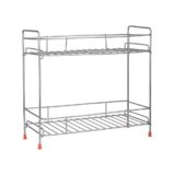 Zepdos Stainless Steel 2-Tier Kitchen Rack and Organizer Spice Rack for Kitchen, Spice Rack and Container Organizer Counter top Pantry Stand, Spices Jar Holder Cup Glass, Dish Rack, 2 Layer Rack