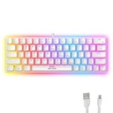 Ant Esports MK1200 Mini 60% Wired Mechanical Gaming Keyboard – Red Switch, Rainbow Backlit, 61 Keys, Anti-Ghosting, USB, Compact TKL – Compatible with Windows, macOS, PS5, Xbox, Laptop & PC (White)