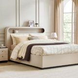 Home Centre | Saga | Engineered Wood | Hydraulic Storage | King Beds | Cream | 1 Year Warranty
