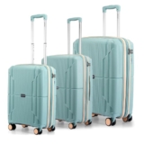 Provogue Lumina Hard-Sided PP Trolley Bag Set of 3 | Expandable Space with 8 Wheels Trolley Bags for Travel |Lightweight with Combination Lock|5 Year Warranty (Turquoise Blue)