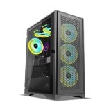 Ant Esports ICE-4000 RGB Mid- Tower Computer Case/Gaming Cabinet – Black | Supports ATX, Micro-ATX, Mini-ITX | Pre-Installed 3 x 120mm ARGB Fans in Front