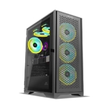 Ant Esports ICE-4000 RGB Mid- Tower Computer Case/Gaming Cabinet – Black | Supports ATX, Micro-ATX, Mini-ITX | Pre-Installed 3 x 120mm ARGB Fans in Front