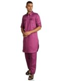 Amazon Brand – Symbol Men’s Cotton Pathani Kurta Pyjama Set (2pcs) Plum L