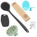 Stysol Silicone Exfoliating Body Scrubber Set – Back, Foot, Scalp, 4pc