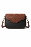HaveGlam Floral Embossed Crossbody Sling Bag Small Shoulder Handbag for Daily Use Travel & Shopping Phone Purse with Adjustable Strap Lightweight Trendy Bag for Ladies & Girls (Black)