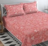 BSB HOME® 200 TC 100% Cotton Feel Bedsheet for Double Bed with Two King Size Pillow Covers Soft/Breathable Wrinkel Free – 90×100 Inches – (Multicolour, Light Pink)