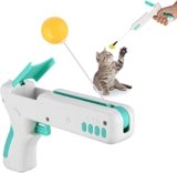Pets Empire Cat Toy Gun, Interactive Cat Toy Gun Shape Toy with Ball & Feather, Indoor Exercise Funny Cat Stick Toy 1 Piece (Color May Vary)