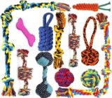 Agirav Dog and Puppy Toy Set – Chew, Teething, Rope, and Tug Toys for Small to Medium Dogs – Washable Cotton Pack of 12
