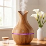 inrorans™ Aroma Diffuser with Wooden Finish, Ultrasonic Essential Oil Diffuser & Humidifier, LED Night Light, Quiet Air Freshener for Home Bedroom Office Spa (Light)