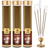 The Aroma Factory Organic Jasmine Agarbatti for Pooja,100% Herbal Fragrance Agarbathi, 0% Sulphates (Bottle Pack of 3x100g)