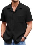 ColorChakra Men Self Design Casual Black Shirt