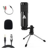 Audio Array XLR to 3.5mm Condenser Microphone Kit | Tripod, 2M Cable & Foam Filter | Compatible with Audio Interface, Mixer | Recording, Podcast, Streaming, Home Studio (Black) |AM-C39