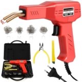 50 W Plastic Welding Repair Kit with Hot Stapler Gun, LED Work Light and 200 Stainless Steel Staples in 4 Types for Car Bumper, Dashboard and Plastic Crack Repair
