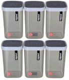 Nayasa Fusion 1000 ml BPA Free Food Grade Airtight Kitchen Storage Stackable Containers – Set of 6 | Grey