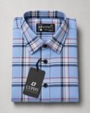 Lyphy Men Checkered Casual Light Blue, Red Shirt