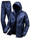 Mens Raincoat Suit with Pant Set Luxova Series | Waterproof Lightweight Breathable Rain Wear | Waterproof Zipper Raincoat for men waterproof (IN, Alpha, 2XL, Evorique Blue)