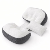 Necxy Pregnancy Pillow for Women – Pregnant Pillow & Maternity Pillow for Pregnancy Sleeping with Belly Support, Adjustable Butterfly Design (White & Grey Set of 2) (White & Grey)