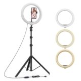 Tygot 10 Inches Big LED Ring Light for Camera, Phone, tiktok, YouTube, Video Shooting and Makeup, 10″ inch Ring Light with 7 Feet Long Foldable and Lightweight Tripod Stand