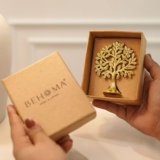 BEHOMA 100% Pure Brass Kalpvriksh Tree with Birds | Tree of Life Showpiece for Car Dashboard & Table Decor (8.5 cm) | Kalpvriksha Vastu & Feng Shui Good Luck Idol, Home & Puja Gift