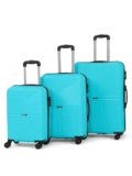 Teakwood Set of 3 8 Wheels Trolley Bag, Hard Cabin with Zipper Closure, Adjustable Push Button & Cross Side Strap, Number Lock System 360 Degree (Set of 3, Aqua Green)