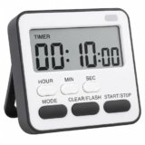 AERYS Digital Kitchen Timer and Stopwatch, Large LCD Display, 24-Hour Countdown, Loud Alarm, Magnetic Back, Retractable Stand, Flashing Light, for Study, Cooking, Office (Black)