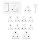 PROTOWARE 12 Piece Baby Safety Child Proofing Electric Socket Plug Guards Switch Board Cover with Removal Pin (White)