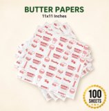 Kcofoil Food Wrapping Butter Paper 100 Sheets 11×11 Inch, Non-Stick Greaseproof Parchment Paper(Pack of 100, 30 m)