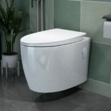 Plantex Platinum Ceramic Wall Hanging Western Toilet/Rim Washdown Commode for Toliet/Commode with Soft Close Toilet Seat – P Trap Outlet (White)