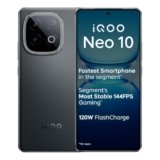 iQOO Neo 10 (Asphalt Black, 8GB RAM, 256GB Storage) | Segment’s Fastest Processor* with Snapdragon 8s Gen 4 & Supercomputing chip Q1 | 120W FlashCharge | Segment’s Brightest AMOLED Display*