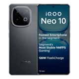 iQOO Neo 10 (Asphalt Black, 8GB RAM, 256GB Storage) | Segment’s Fastest Processor* with Snapdragon 8s Gen 4 & Supercomputing chip Q1 | 120W FlashCharge | Segment’s Brightest AMOLED Display*