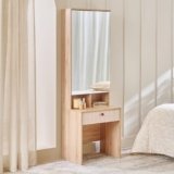 Home Centre | Lexus Dresser Mirror with Drawer Storage | Engineered Wood | Brown | 1 Year Warranty