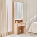Home Centre | Lexus Dresser Mirror with Drawer Storage | Engineered Wood | Brown | 1 Year Warranty