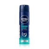 NIVEA Men Fresh Ocean Deodorant Spray, 150ml | 48 H Active Odour Protection | Fresh Long Lasting Deo for men | Fights Odour causing bacteria | Aqua and Sandalwood | 150ml