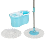 Raxon Innovation Stainless Steel Microfiber Floor Cleaning Spin Mop with Removable Washable Cleaning Pad and Integrated Water Mechanism for Floor, Multicolour
