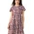 Ichaa Women’s Peach Rayon Printed V-Neck Night Suit Set with Pocket