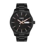 TIMEX Analog Watch for man with Black Round Dial & Black Stainless Steel Bracelet Band Water Resistant Men’s Wrist Watches – TWEG20803