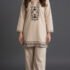 EDLEY ALLAN Women Embroidered A-line Kurta(Beige)