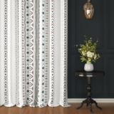 Story@Home Door Light-Filtering Curtains 7 Feet Long Set of 1,Abstract Print,Bohemian Cotton Curtain,Light Filtering Curtain,Curtains for Living Room,(116×215 cm,White & Grey),Perfect for Home Decor