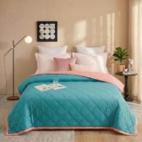 HOMEKART Colour Pop Microfiber Comforter 80×90 Inch | Double Bed Reversible AC Comforter | Soft Quilted Lightweight Blanket | 150 GSM Cozy All Season Comforter (Caribbean Blue)